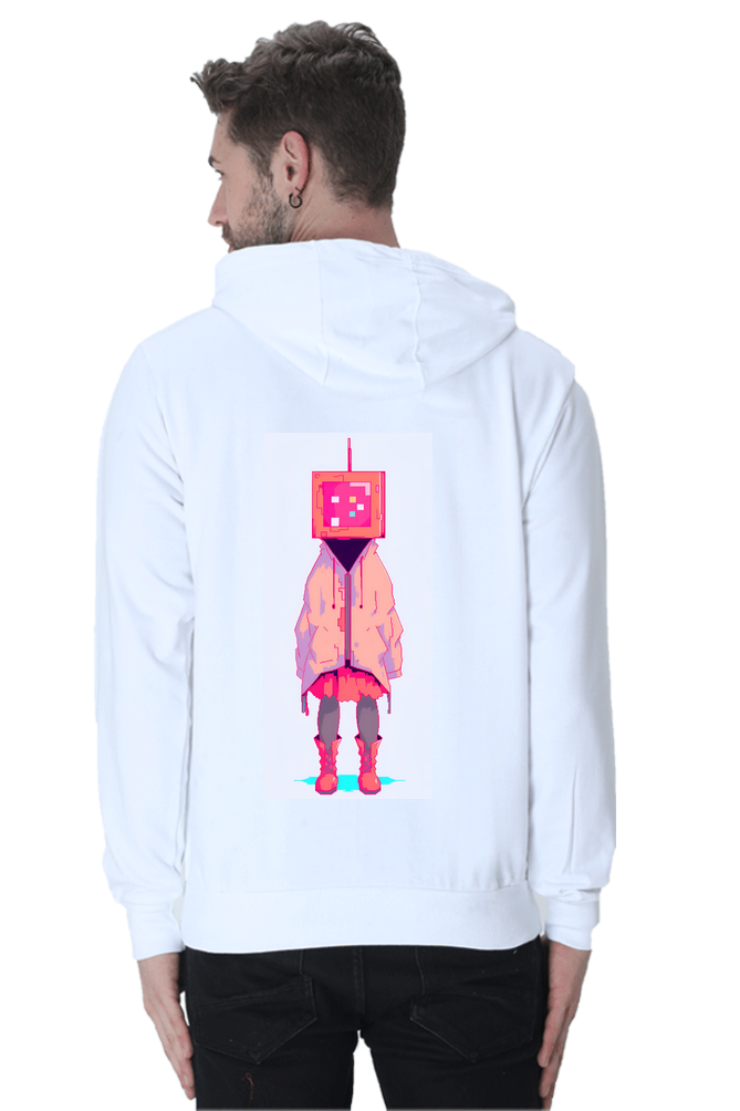 white Hoodie stylish robot printed