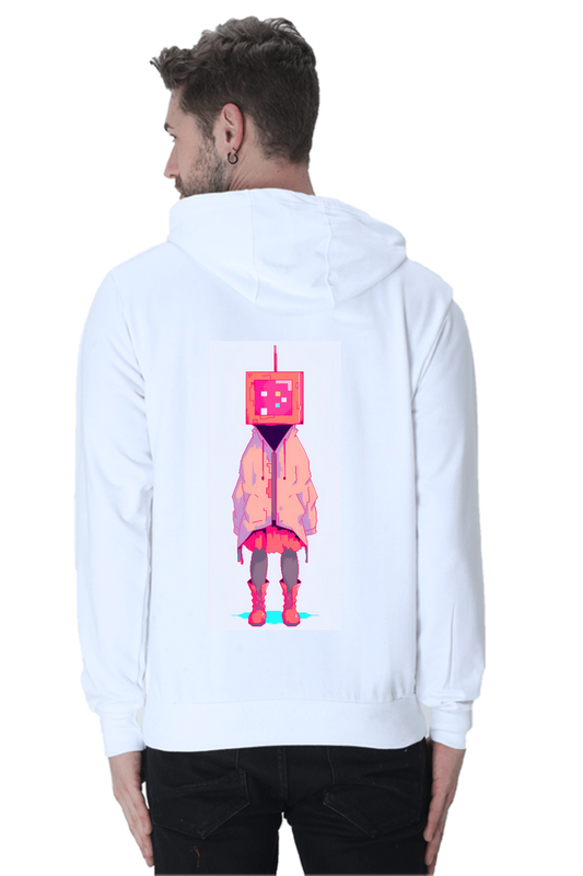 white Hoodie stylish robot printed