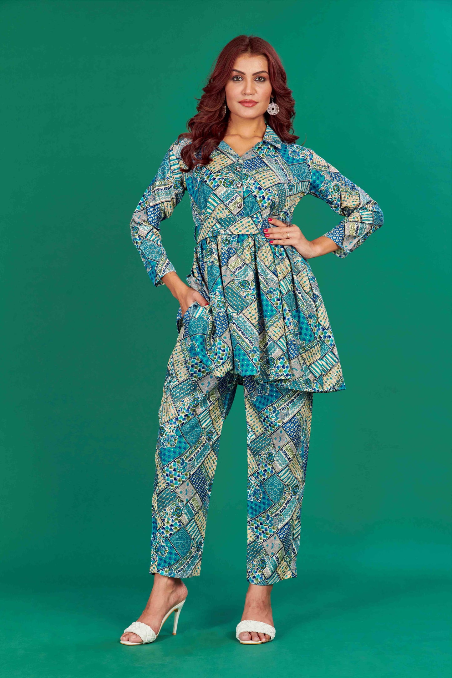 Rama Colour Cotton Printed Party Wear Co-ords Set