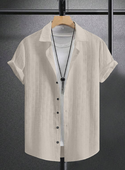 Grey Colour Men's Casual Wear Short Sleeve Shirt