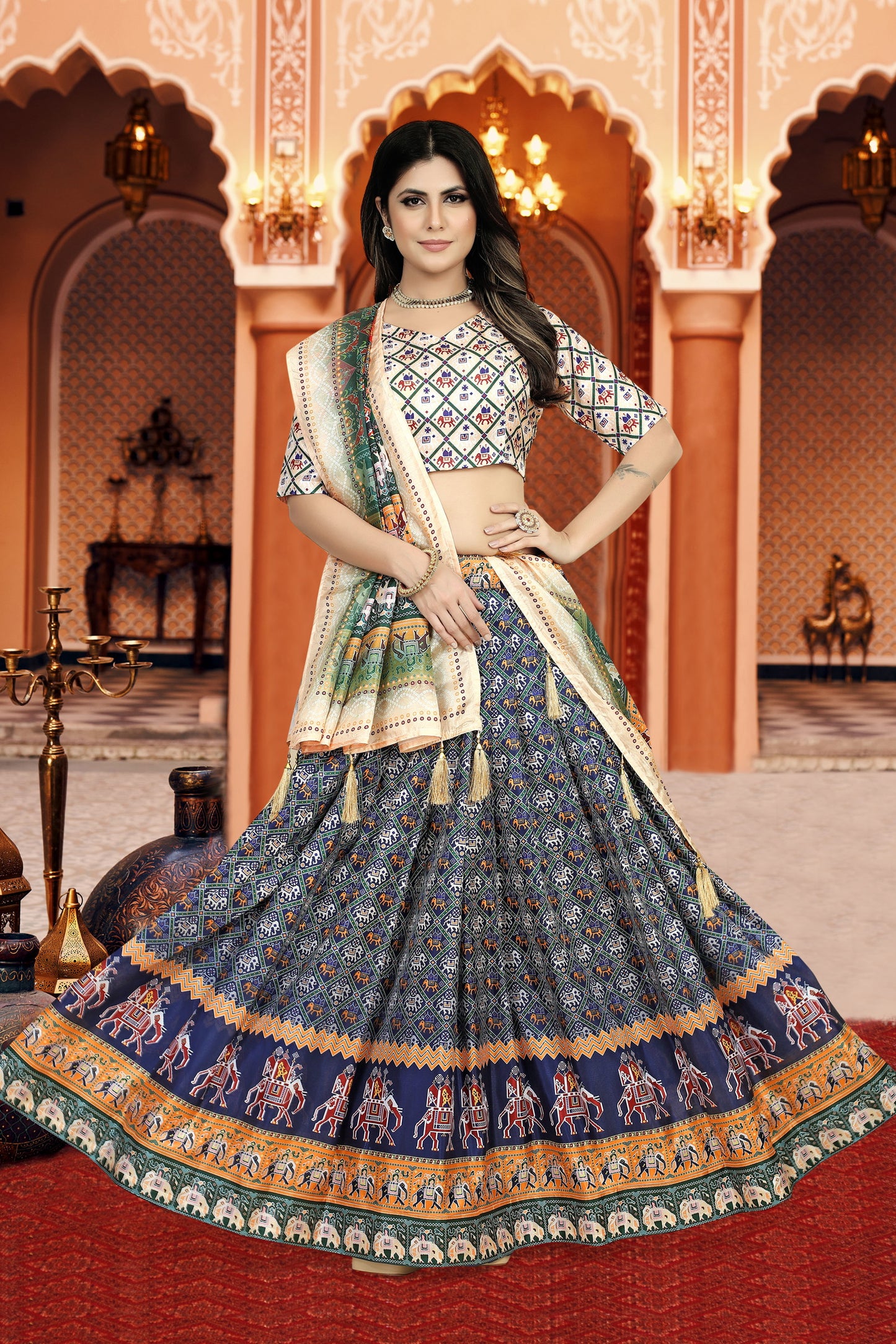 Patoda Printed Attractive Fancy Lehenga Choli With Dupatta For Women