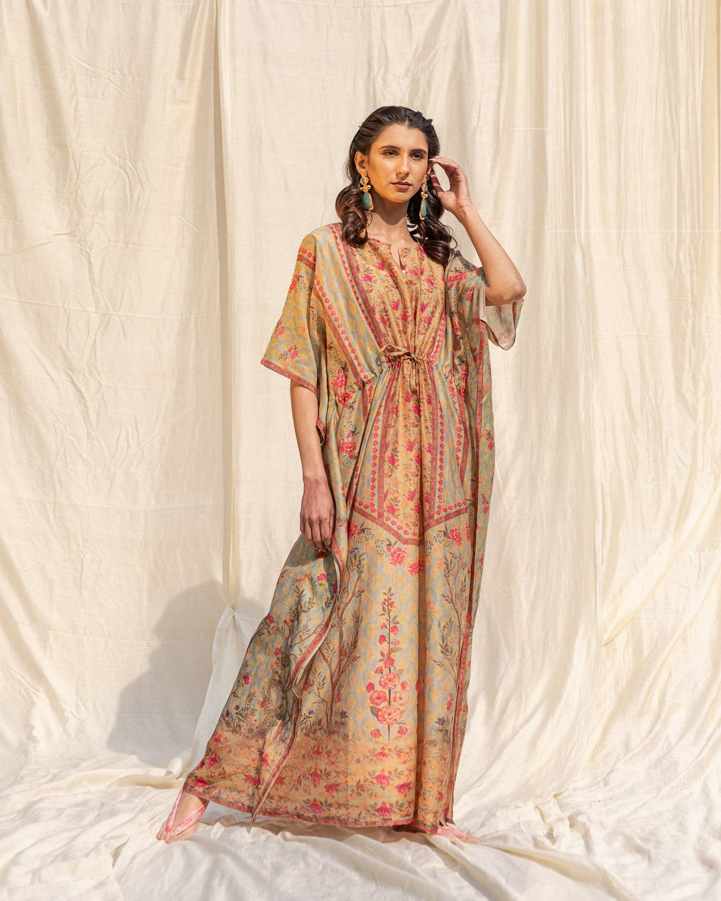 Beige Soft Silk Premium Kaftan