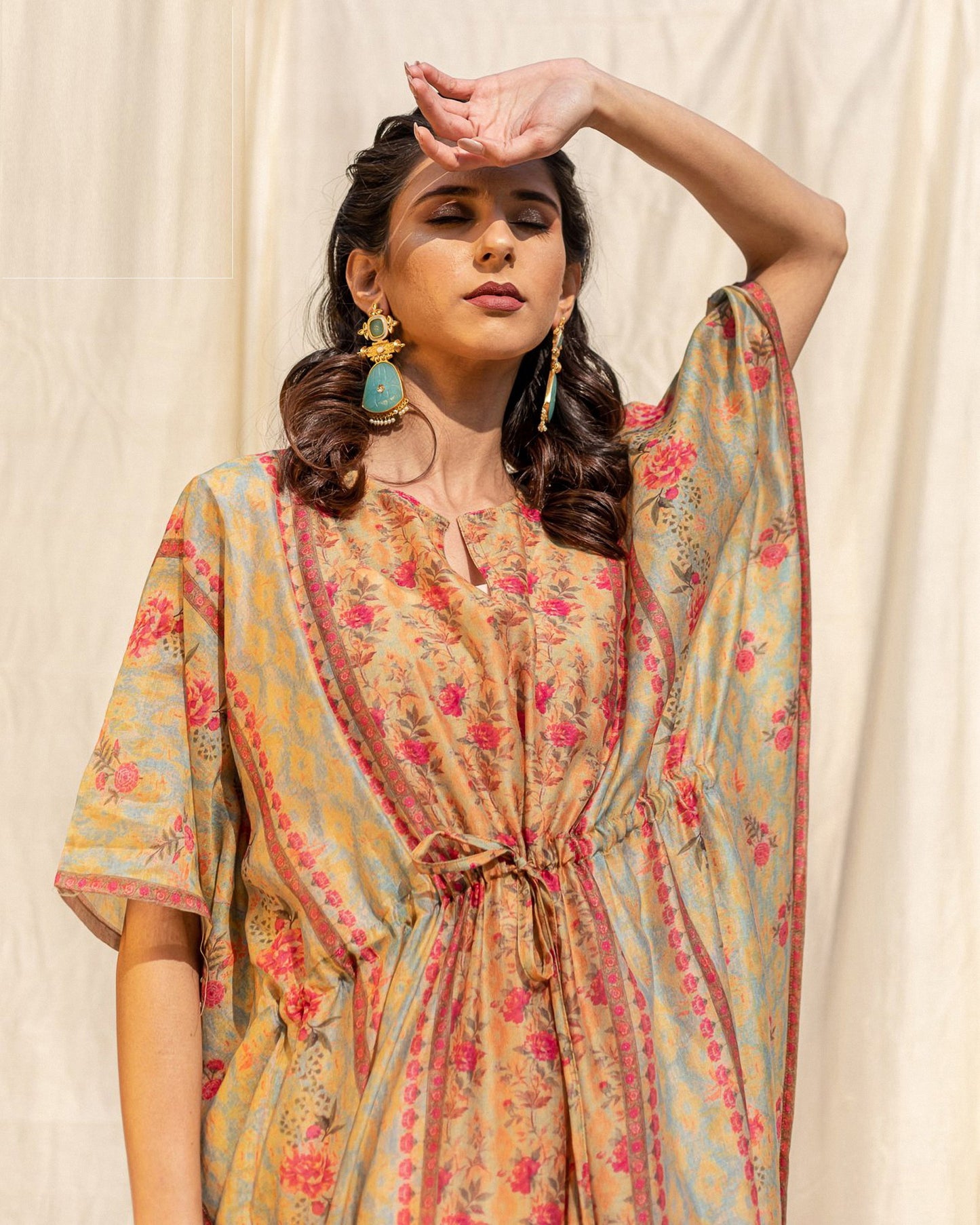 Beige Soft Silk Premium Kaftan