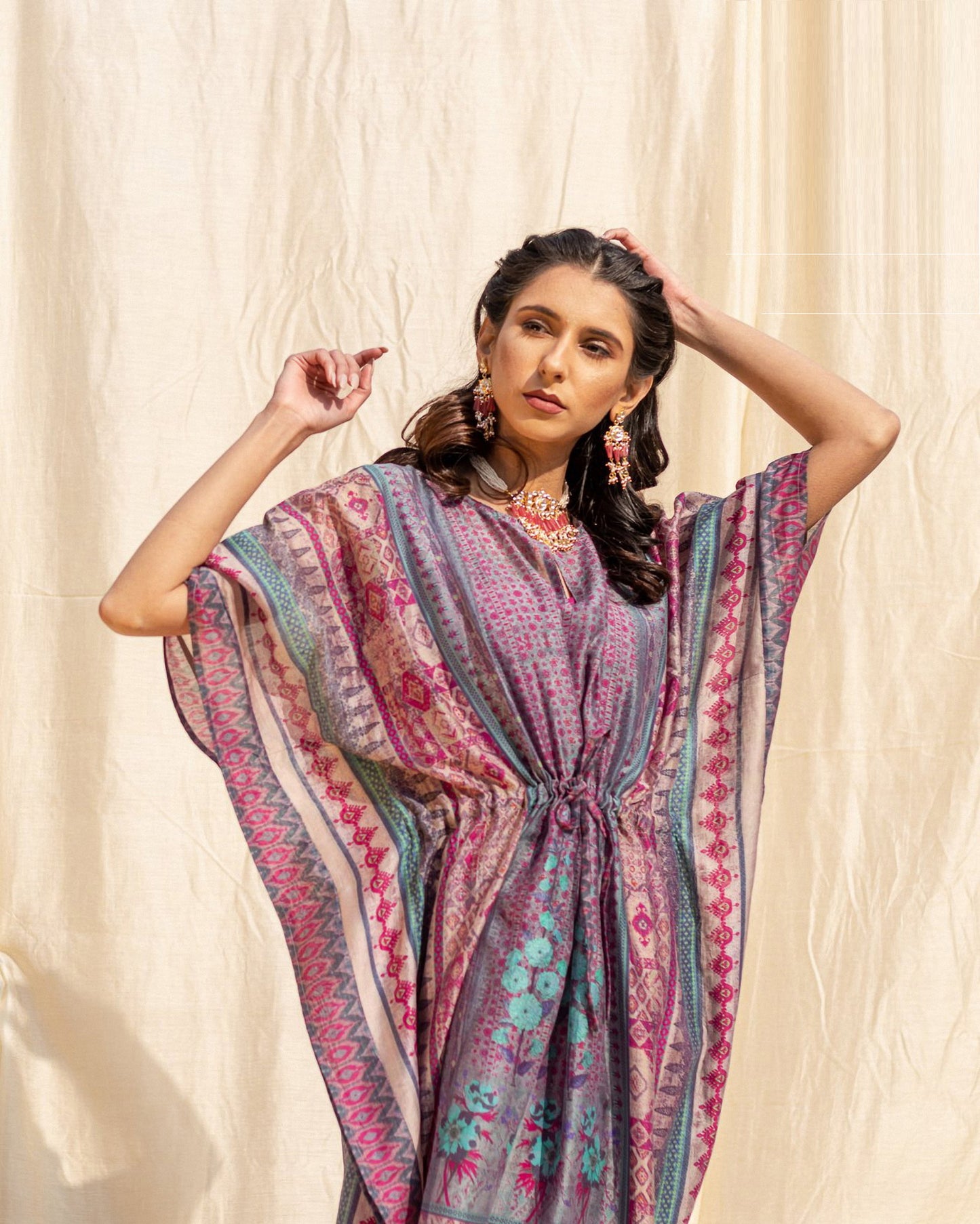 Purple Soft Silk Premium Kaftan