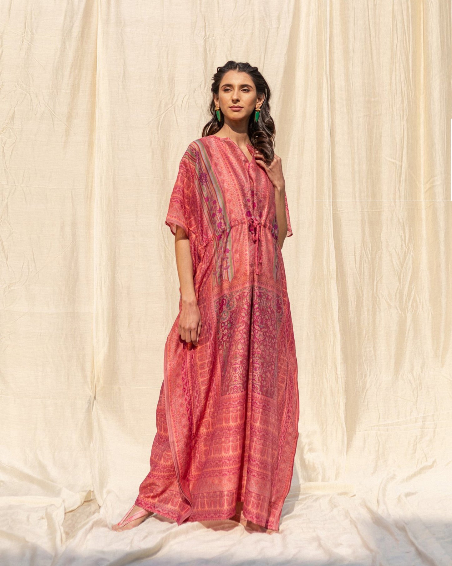 Pink Soft Silk Premium Kaftan