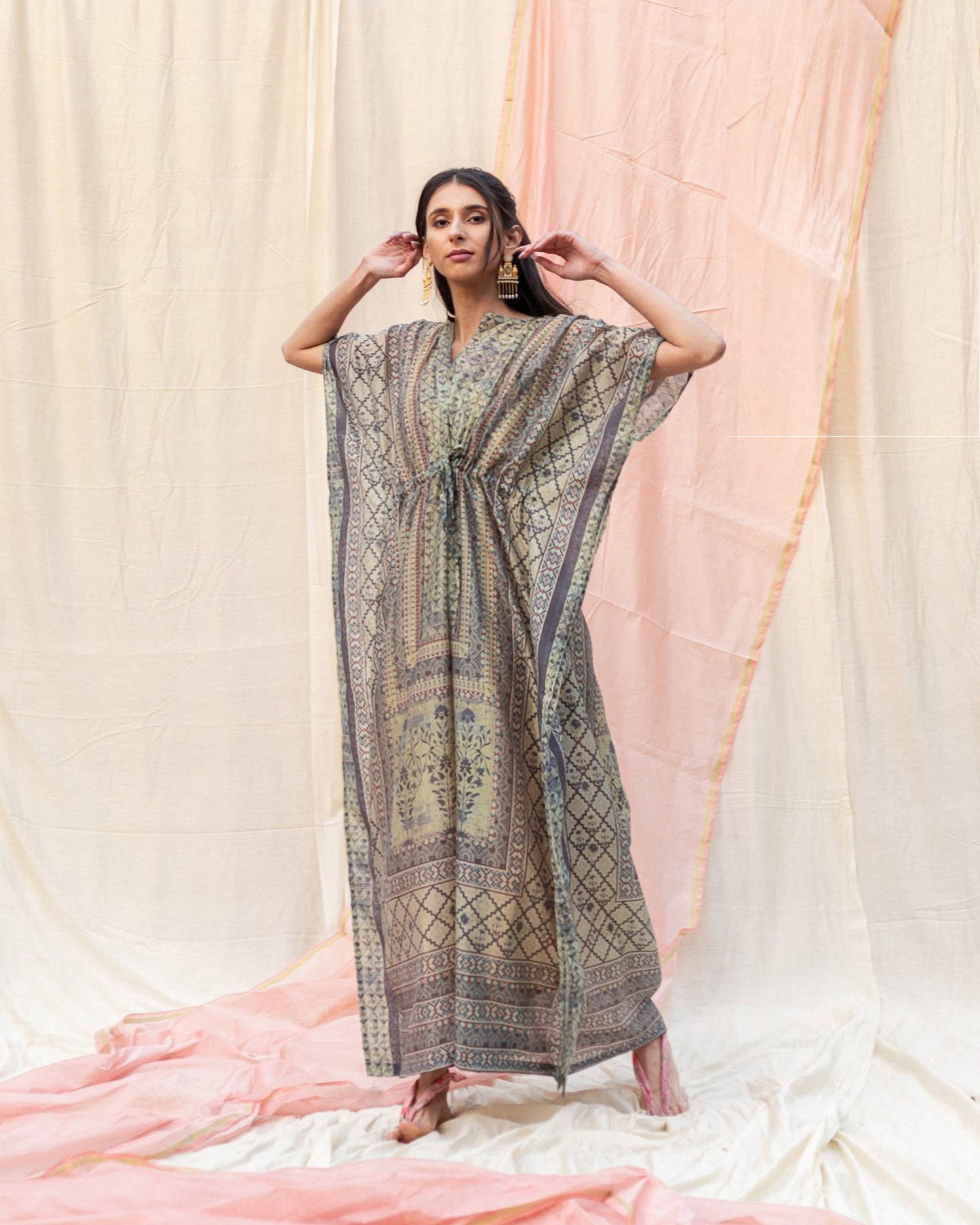 Light Grey Silk Premium Kaftan