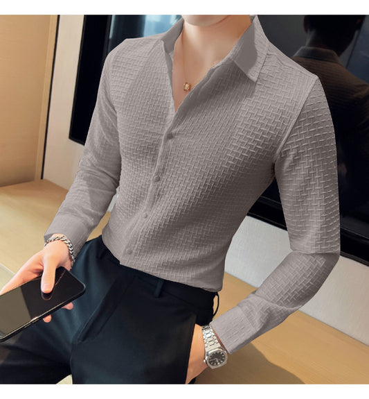 Grey Checks Structured Premium Shirt