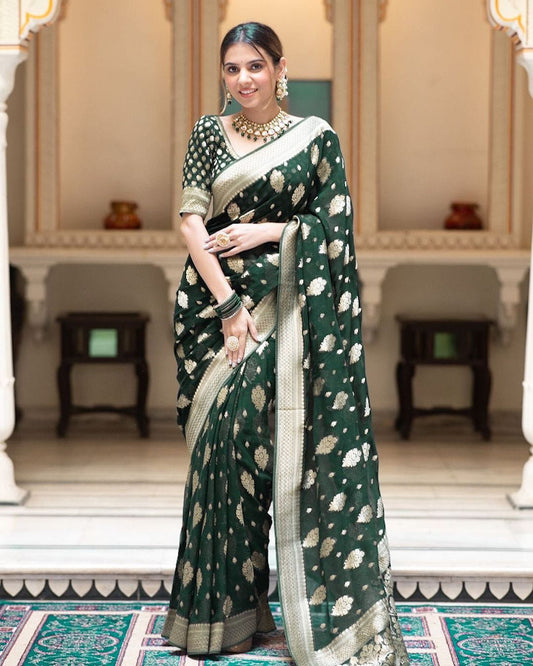 Beautiful Lichi Silk Saree With Jacquard Work